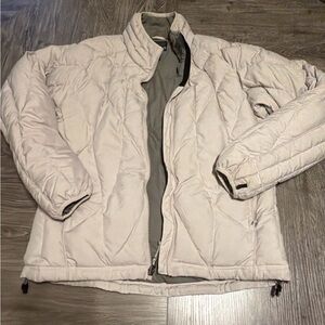 REI Women’s XL white Quilted Goose Down Zip Pocket Puffer Coat Sz XL